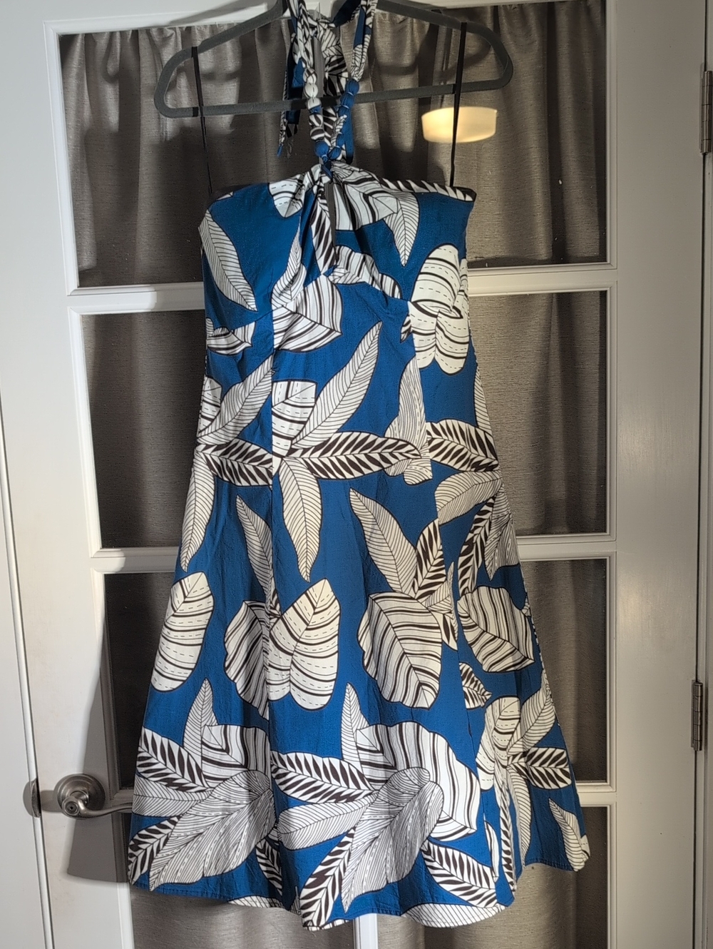 Cato Blue Halter Floral Leaf Summer Dress